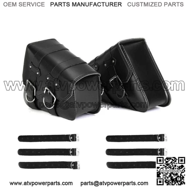 PU Leather Saddle Bag Motorcycle Luggage L&R Side Tool Bag For Honda Suzuki