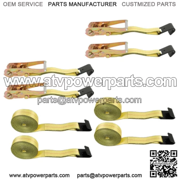 Flat Hook Ratchet Straps Heavy Duty Lashing Straps For Flatbed, Truck Yellow