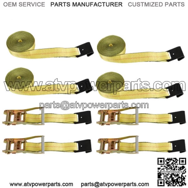 Flat Hook Ratchet Straps Heavy Duty Lashing Straps For Flatbed, Truck Yellow - Image 4