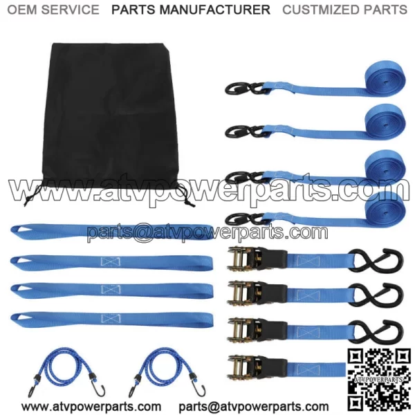 7pcs Ratchet Tie Down Straps ?C4 PK?C 15 FT ?C 2,200 LB Break Strength Blue - Image 4