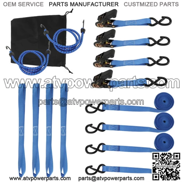 7pcs Ratchet Tie Down Straps ?C4 PK?C 15 FT ?C 2,200 LB Break Strength Blue - Image 5