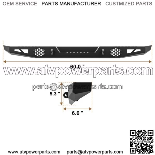 Sheet Thick Metal Rear Bumper fit for 2018-2023 Polaris Ranger CREW XP 1000 (For: Polaris) - Image 2