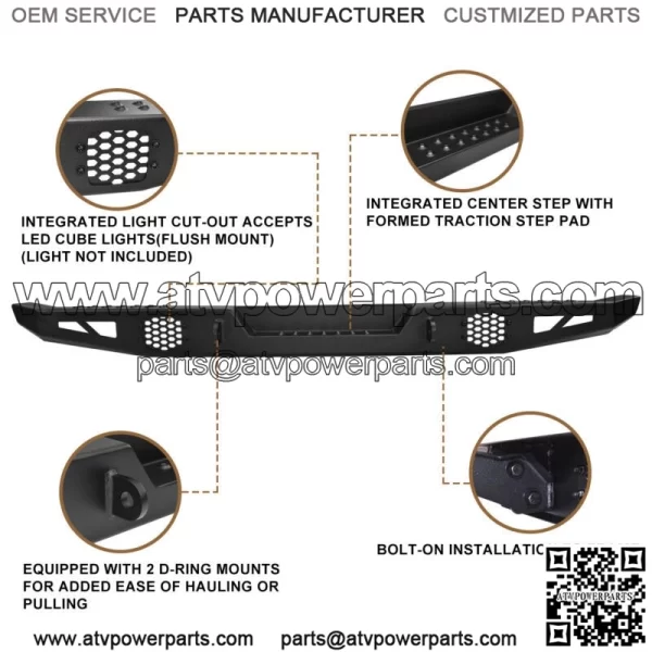 Sheet Thick Metal Rear Bumper fit for 2018-2023 Polaris Ranger CREW XP 1000 (For: Polaris) - Image 4
