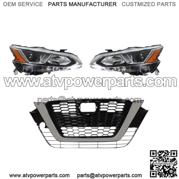 For 2019-2020 Nissan Altima Left Right Halogen Headlight+Front Grille Assembly - Image 2