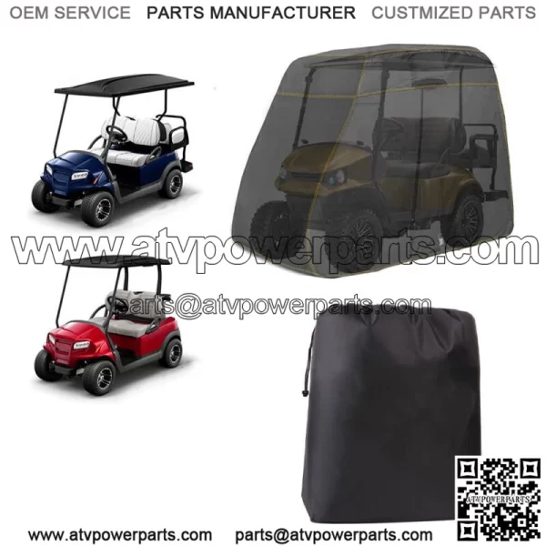 Golf Cart Cover 600D Fabric For 4 Passenger Yamaha Honda Club Car EZGO Golf Cart - Image 3