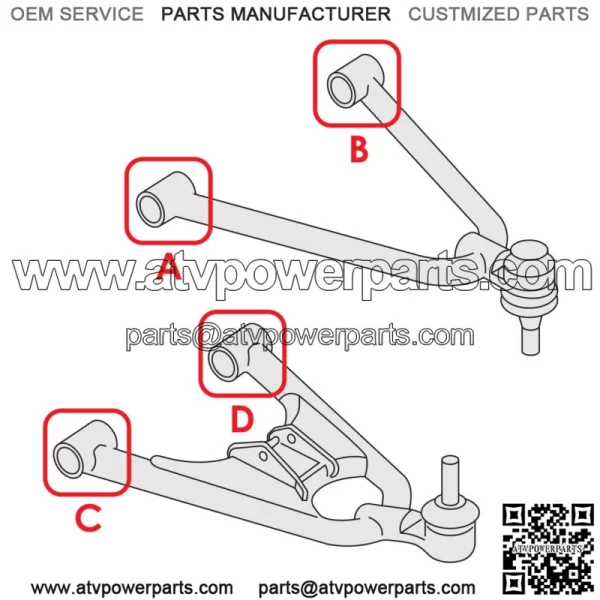 706202257 706202300 706201659 706204409 Front Arm Bushing Kit For Can-Am - Image 2