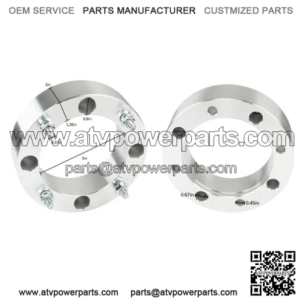 4X Wheel Spacers 4x156 2" 131mm 3/8"-24 For Polaris Sportsman Silver - Image 4