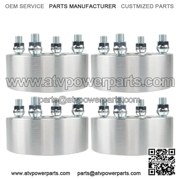 Wheel Spacers 2" 4x101.6mm Hub Bore 62mm Thread Size 1/2"x20 Silver 4Pcs - Image 3