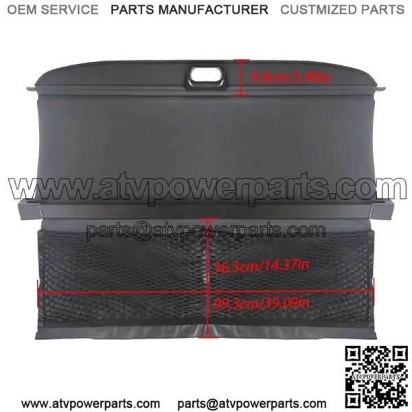 Trunk Cargo Cover For Smart ForTwo 2007-2014 1st Generation Anti-Theft Shield - Image 3