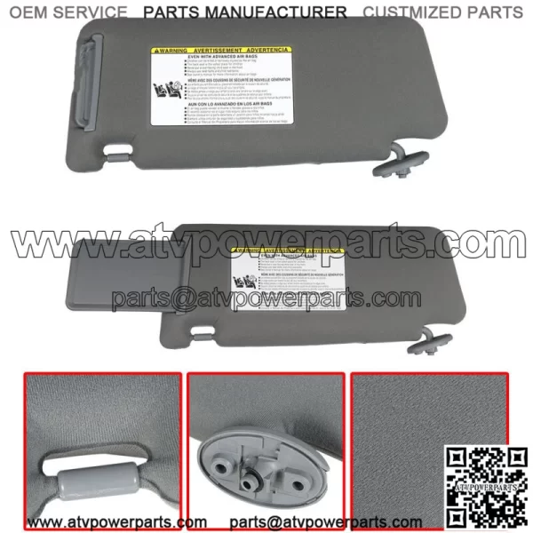 For 2005-2015 Toyota Tacoma Sun Visor Left Driver With Right Passenger Side Gray - Image 4