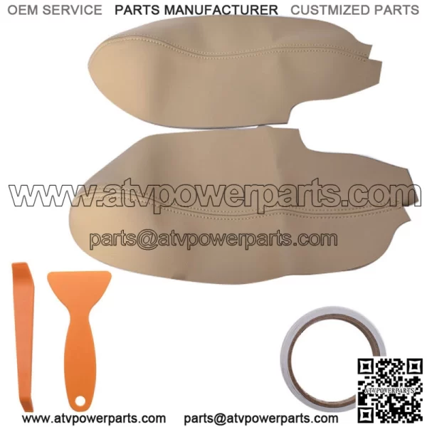 2*Beige Door Panel Armrest Leather Synthetic Cover For Acura TSX 2009-2013 2014 - Image 4