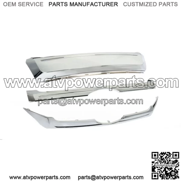 Fit For 2011-2014 Ford Edge Front Upper & Center & Lower Grille Trim Chrome 3PCS