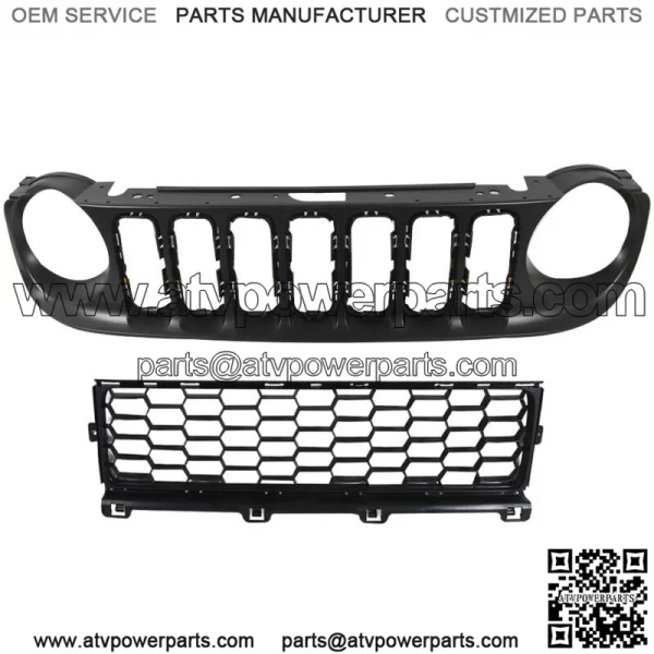 Replacement Black Bumper Upper & Lower Grille Grill For 2015-2019 Jeep Renegade