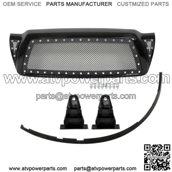 For 2005-2011 Toyota Tacoma Pickup Rivet Mesh Black Upper Main Grille TO1200279