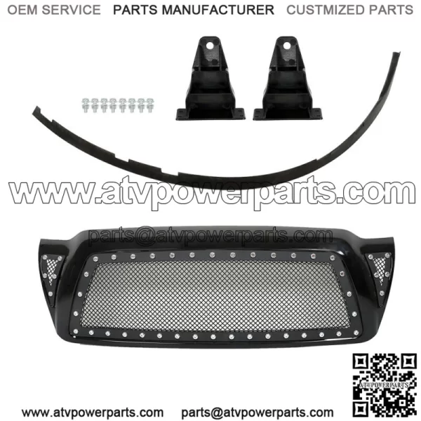 For 2005-2011 Toyota Tacoma Pickup Rivet Mesh Black Upper Main Grille TO1200279 - Image 2
