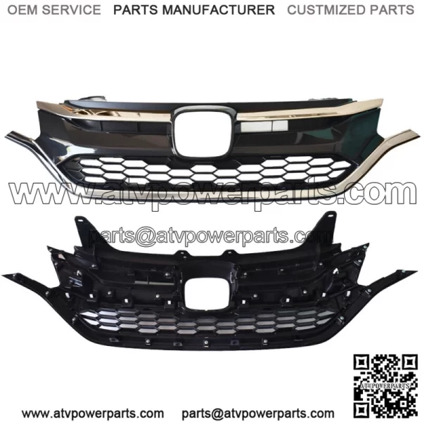 For Honda CRV 2015 2016 Front Bumper Upper and Lower Grille Set Black+Chrome - Image 2