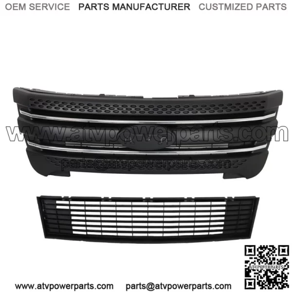 For Ford Explorer 2011 2012 2013-2015 Front Bumper Upper+Lower Grille Assembly - Image 3