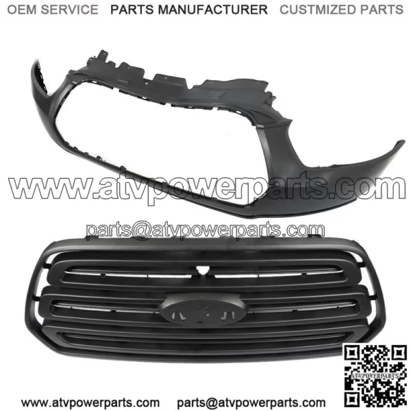 Front Bumper Upper Cover+Grille Black For 2015-2019 Ford Transit 150 250 350 - Image 2