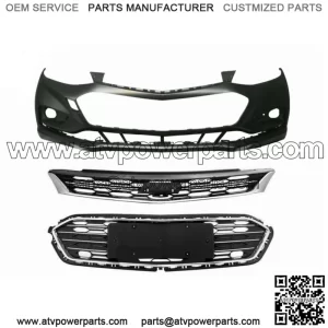 Front Upper and Lower Grille & Front Bumper Cover For Chevy Cruze 2016 2017 2018