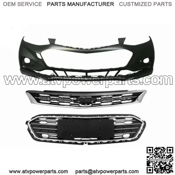 Front Upper and Lower Grille & Front Bumper Cover For Chevy Cruze 2016 2017 2018