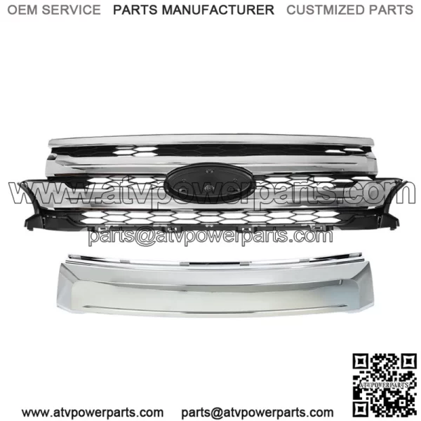 For 2011-2014 Ford Edge Front Upper Grille Mounting & Trim Molding Chrome Black - Image 2