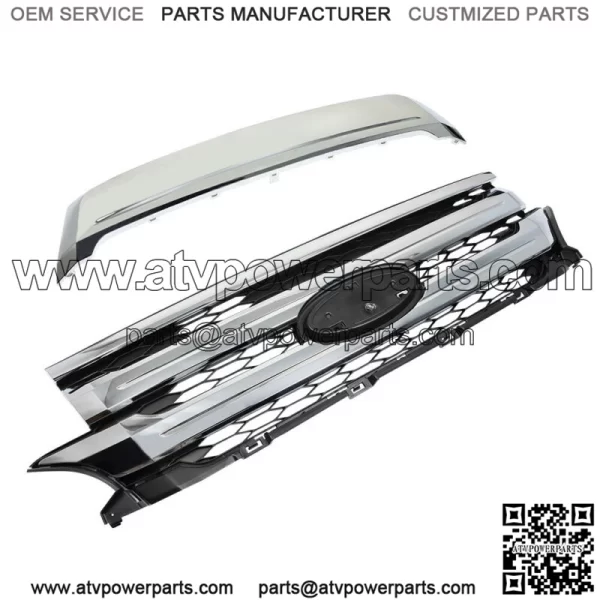 For 2011-2014 Ford Edge Front Upper Grille Mounting & Trim Molding Chrome Black - Image 3