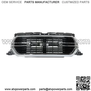 Front Upper Grille For 2019-2022 Ram 1500 Chrome+Black Trim w/Grille Base