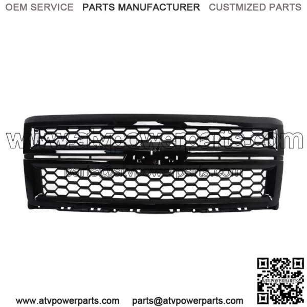 For 2014-2015 Chevrolet Silverado 1500 Front Bumper Upper Grille Gloss Black - Image 2