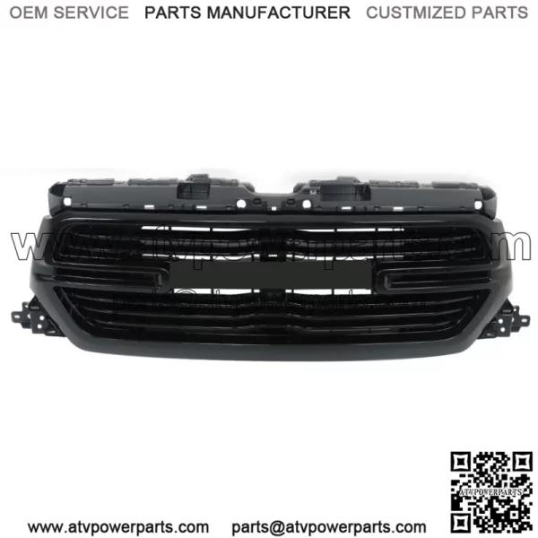 Front Upper Grille Assembly For 2019-2022 Ram 1500 Black Plastic 6BT01TRMAF