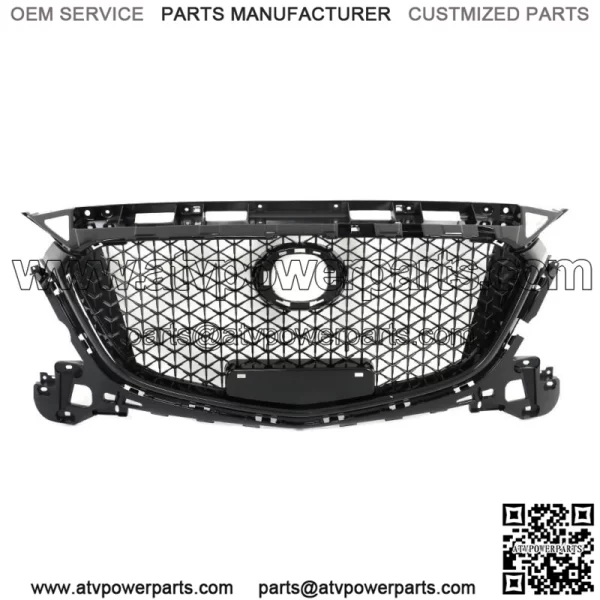 For 2017 2018 Mazda 3 Axela Front Bumper Upper Grille Honeycomb Grill Black - Image 2