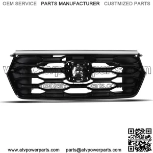 For Honda Pilot 2023 2024 Front Upper Grille Gloss Black Plastic+Chrome Trim