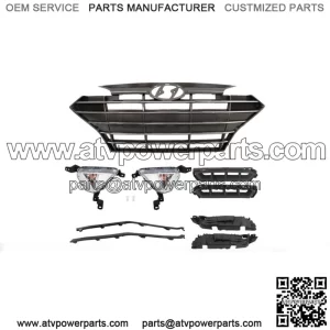 For Hyundai Elantra 2019-2020 Front Grille+Fog Lights Bracket Molding Set 9pcs