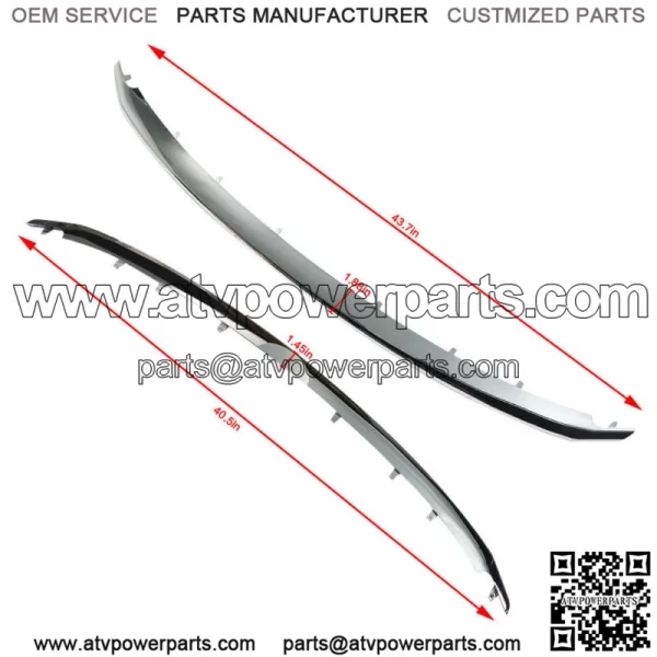 Front Lower & Upper Chrome Grille Trim Molding For 2011-2015 Ford Explorer - Image 2