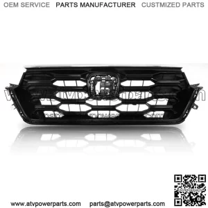 W/Chrome Trim Front Upper Grille For 2023-2024 Honda CRV Honeycomb Gloss Black