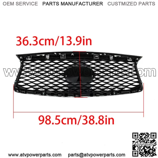 Front Bumper Upper Grille Grill Gloss For 2016-2019 2020 INFINITI QX60 Black - Image 2