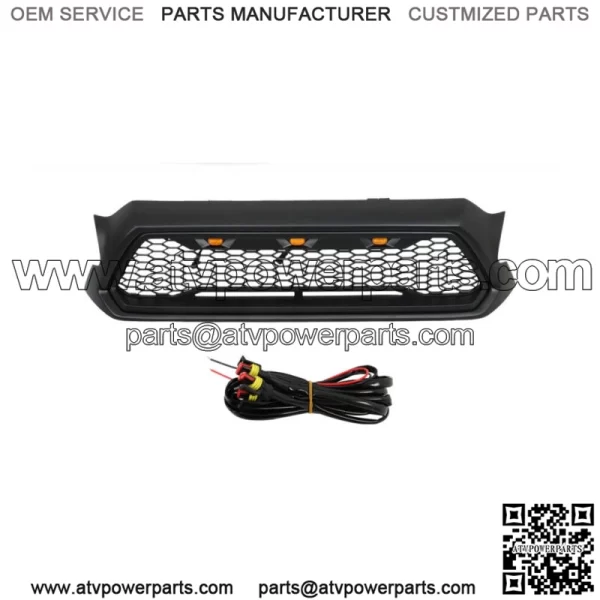 For 2012-2015 Toyota Tacoma Matte Black Front Grille Bumper Grill W/ LED lights