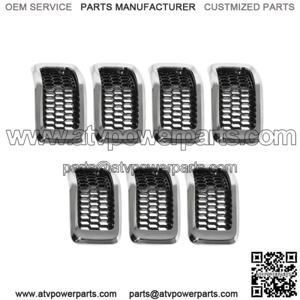 Fit For Jeep Cherokee  2014-2018 7X Chrome Black Honeycomb Mesh Grille Inserts - Image 3