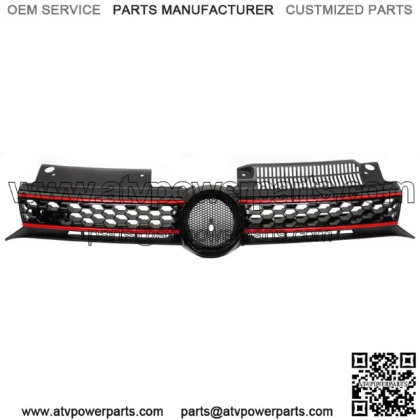 For Volkswagen Golf MK6 2010-2012 2013 Upper Hood Grille Honeycomb Black Plastic