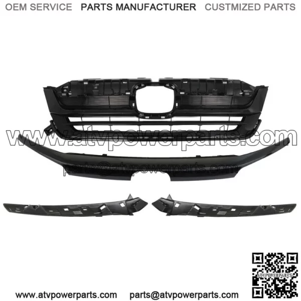 Fit For 2019-2021 Honda Pilot Front Upper Grille W/Trim Assembly Glossy Black