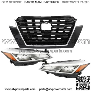 Front Upper Grille Assembly+Headlight Halogen For 2021-2023 Nissan Kicks S/SV