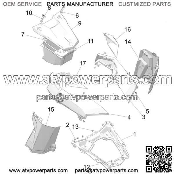 Polaris Center Hood, White Lightning, Genuine OEM Part 5454554-599(For: Polaris) - Image 2