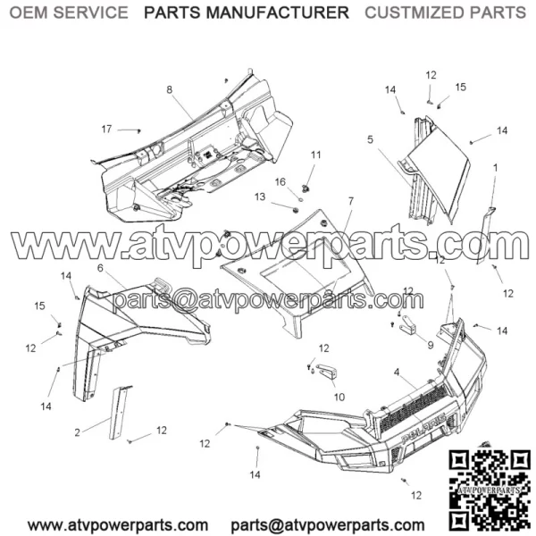 Polaris Center Access Hood, Turbo Silver, Genuine OEM Part 5439755-402(For: Polaris) - Image 2
