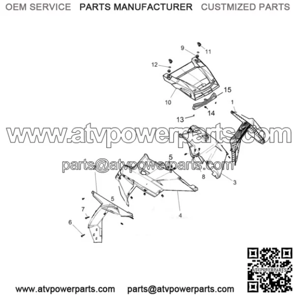 Polaris Center Hood, White Lightning, Genuine OEM Part 5452162-599(For: Polaris) - Image 2