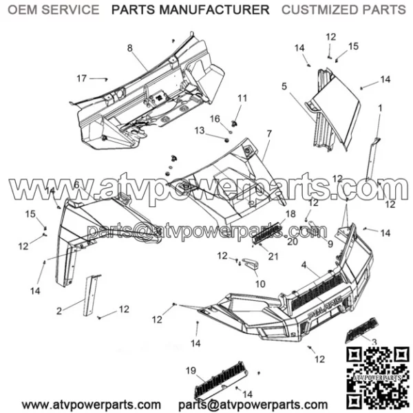 Polaris Center Access Hood, Genuine OEM Part 5452379-498(For: Polaris) - Image 2
