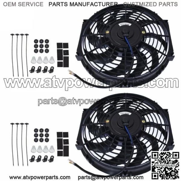 2x 12" Electric Radiator Cooling Slim Fans Push Pull Mount 12V Universal - Image 2