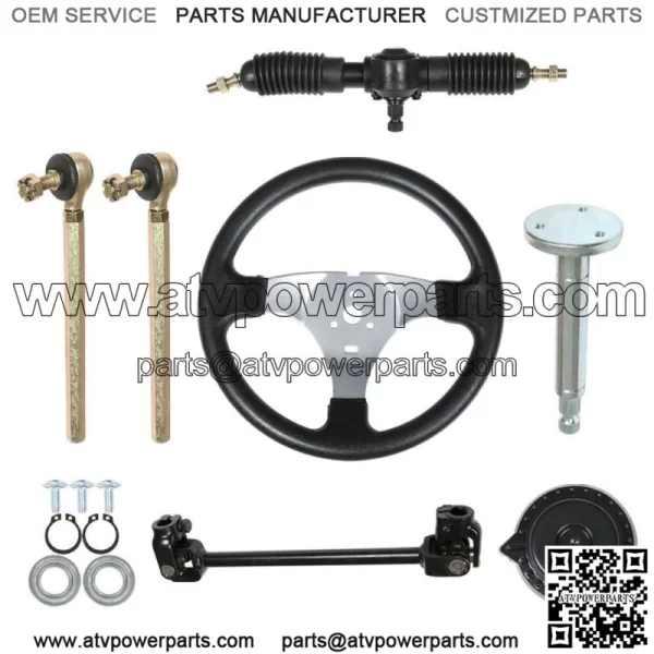 For 110cc Go Kart Cart Steering Wheel Kit Gear Rack Pinion Adjustable Shaft Set - Image 2