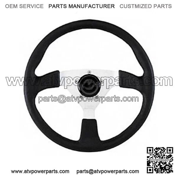 3 Spoke 13.5" Steering Wheel #191-14 & Adapter 04-09 Yamaha Rhino - Silver (Fits: Yamaha Rhino 660)