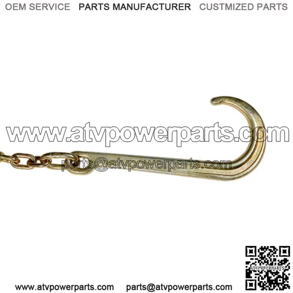 2PCS G70 5/16''x10' Transport Tow Chain J Hook Long Shank w/ R T J&Grab Hook - Image 3