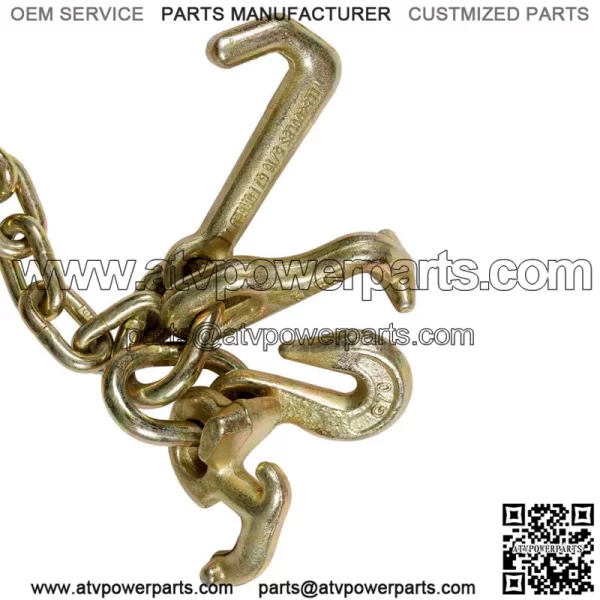 2PCS G70 5/16''x10' Transport Tow Chain J Hook Long Shank w/ R T J&Grab Hook - Image 4