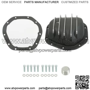 For Dana 44 10-Bolt Rear Aluminum Differential Cover with Gasket & Drain Plug